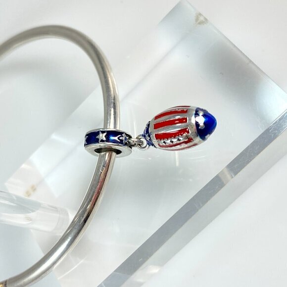 Sterling Silver American Football Dangle Charm - Picture 2 of 9